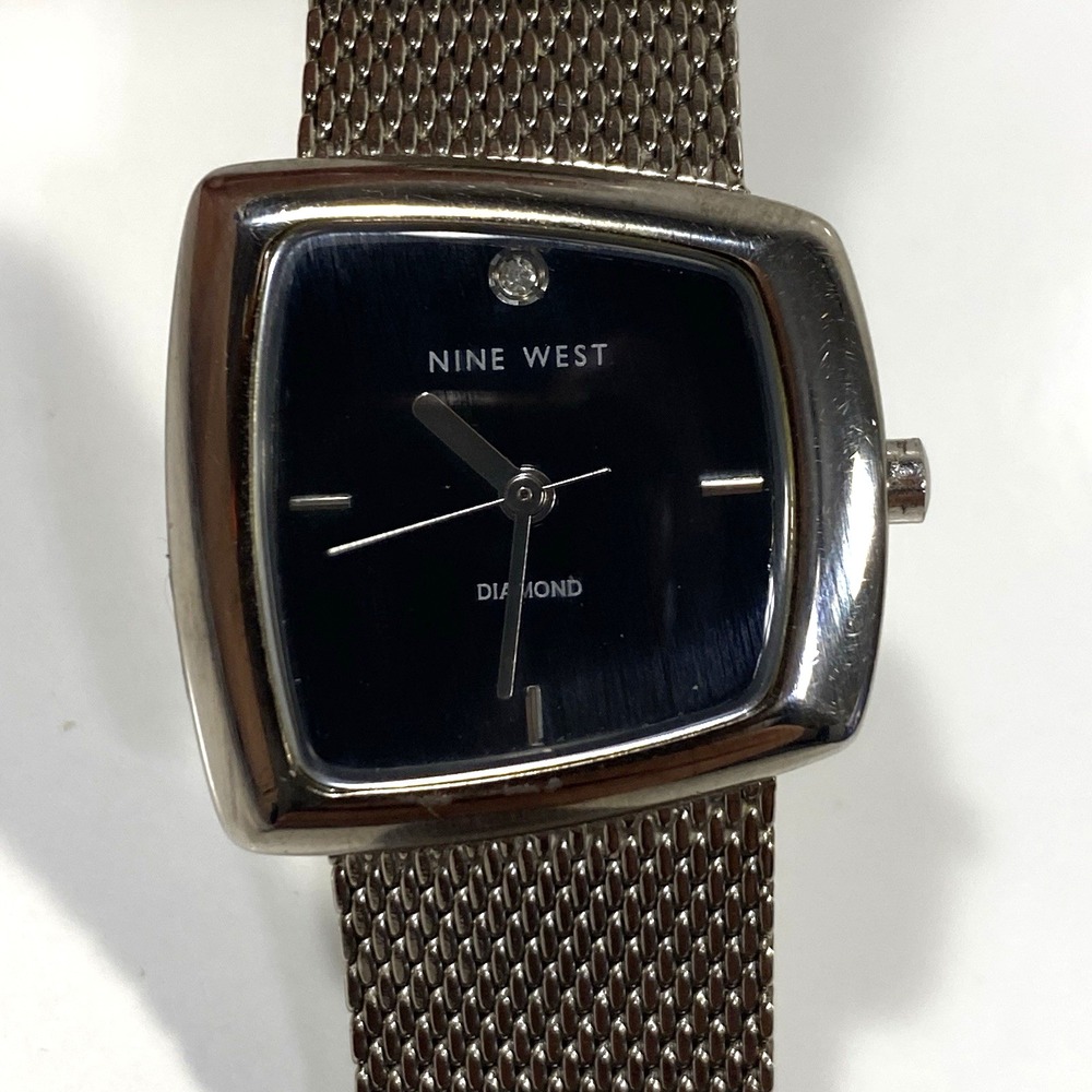 Nine West Diamond Three-Hand Quartz Womens Watch Mesh Band New Battery